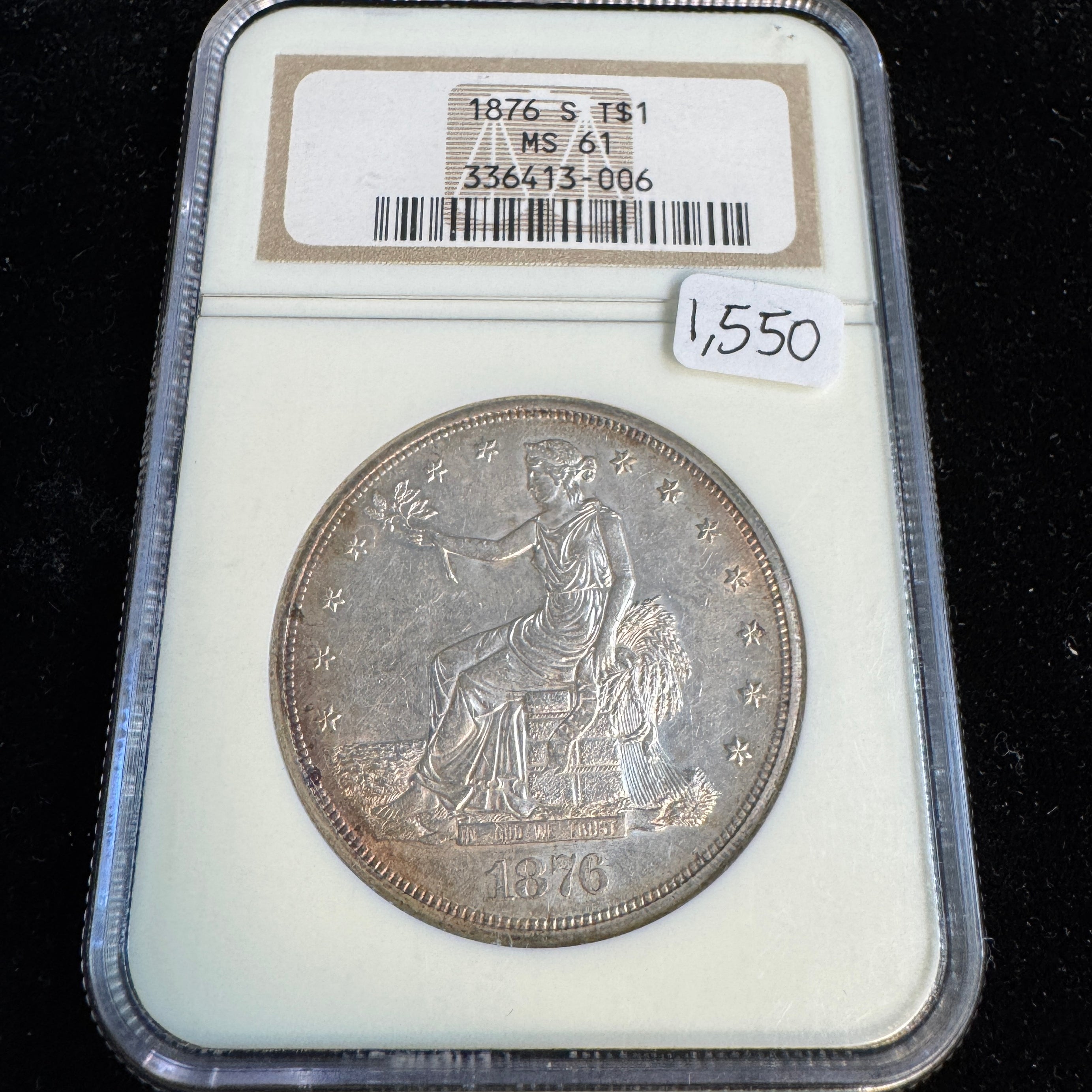 1876-S US Silver Trade Dollar, NGC MS-61
