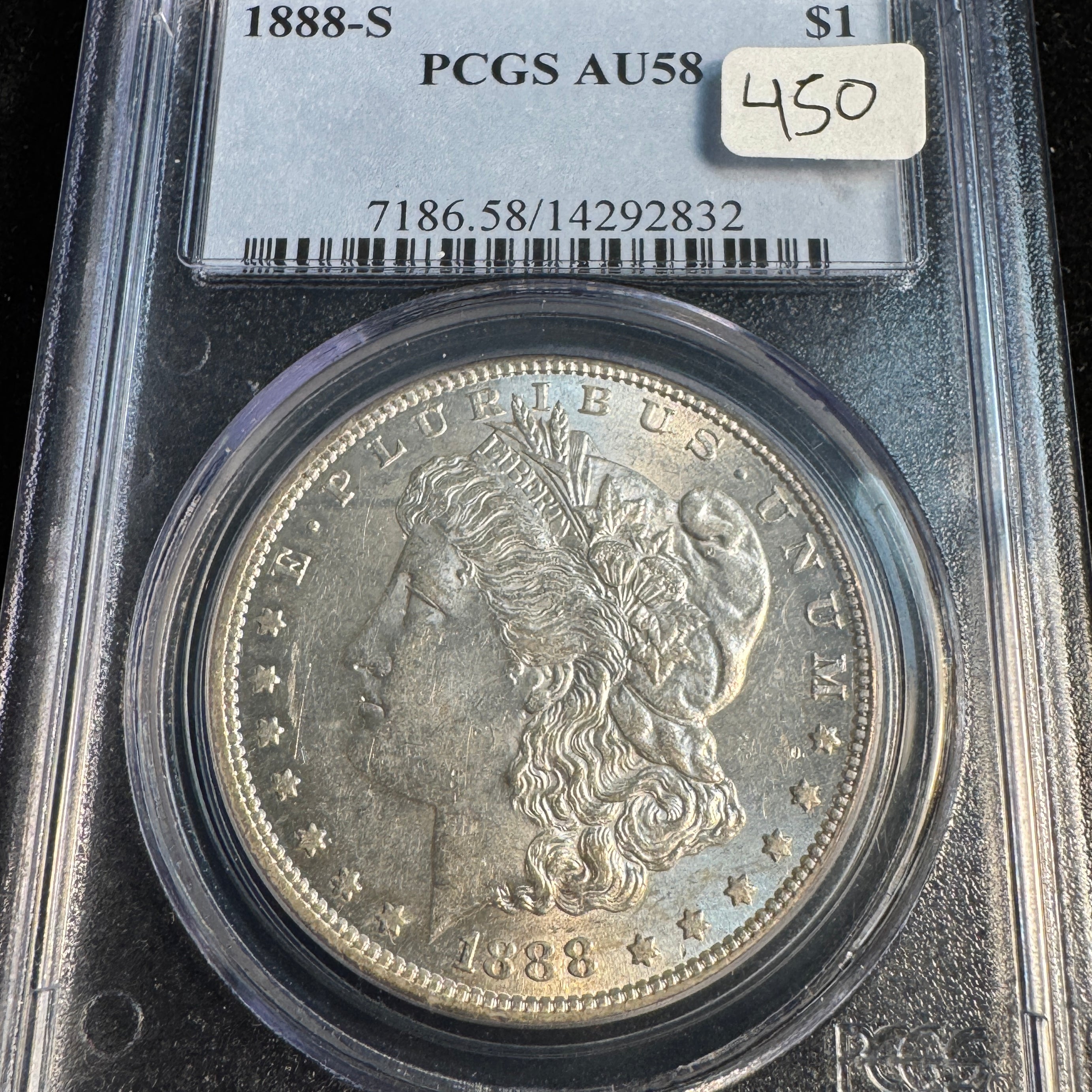 1888-S Morgan Silver Dollar, PCGS AU-58