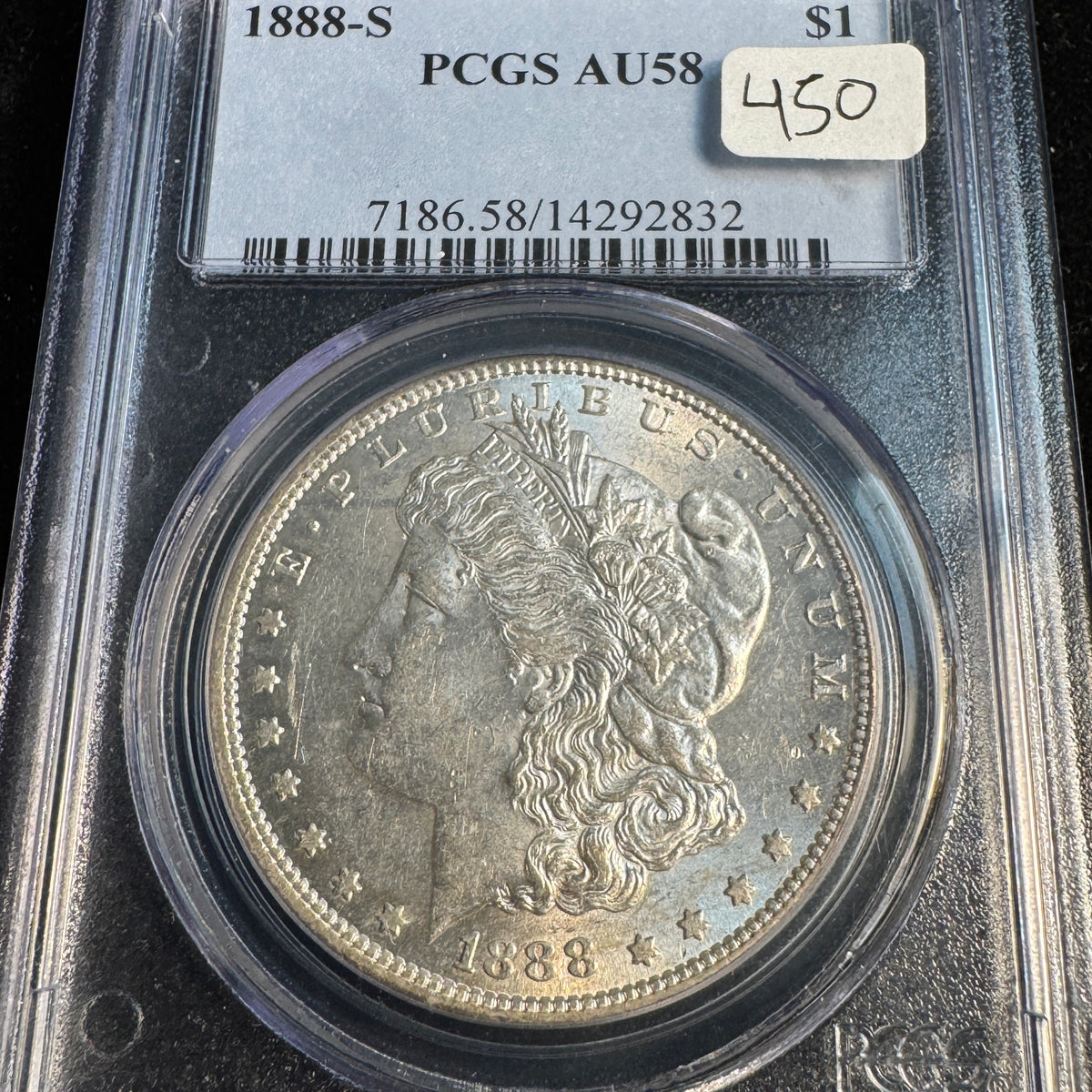 1888-S Morgan Silver Dollar, PCGS AU-58