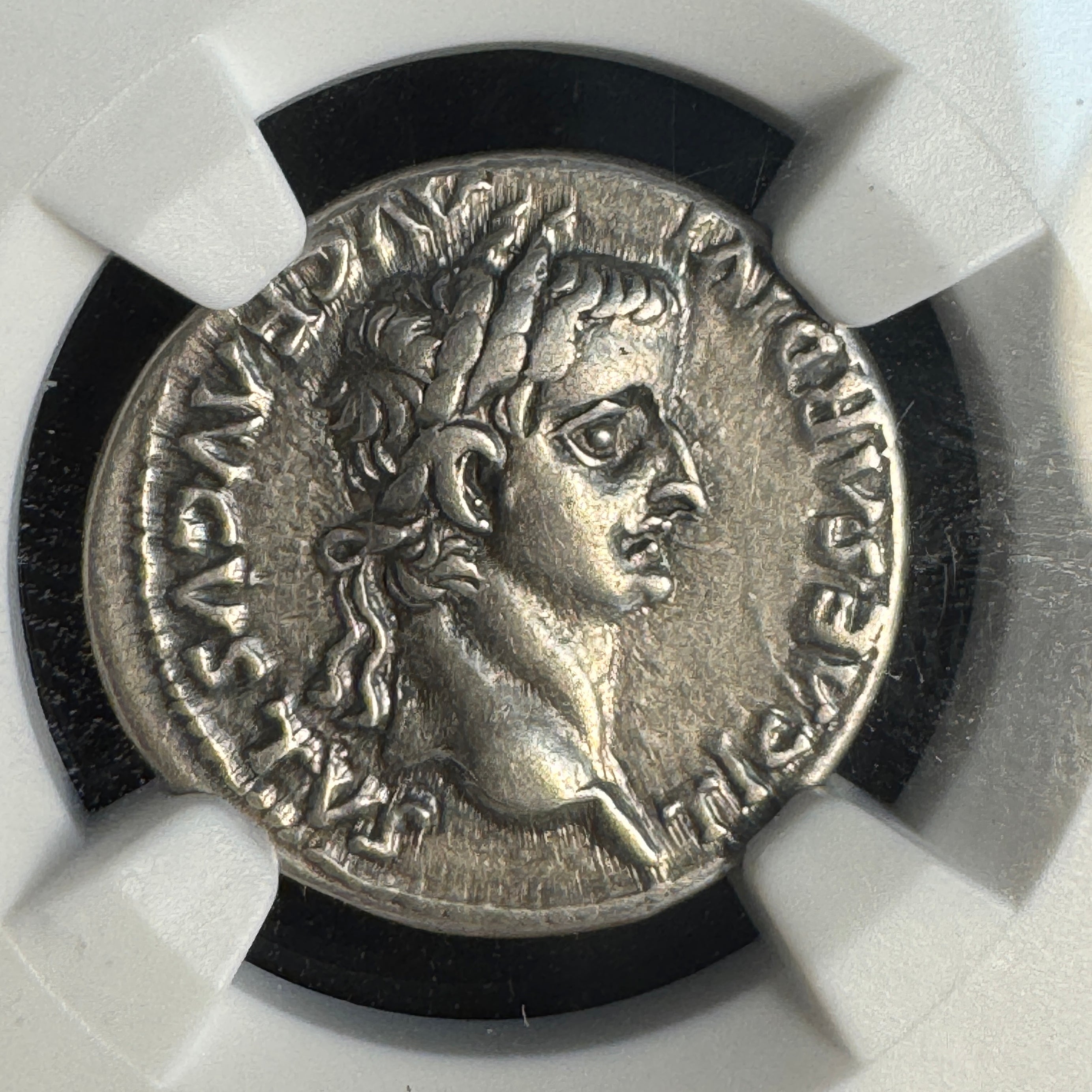 Tiberius “Tribute Penny” Roman Silver Denarius (14-37 AD), Livia as Pax, NGC Choice VF - 5/5 strike!