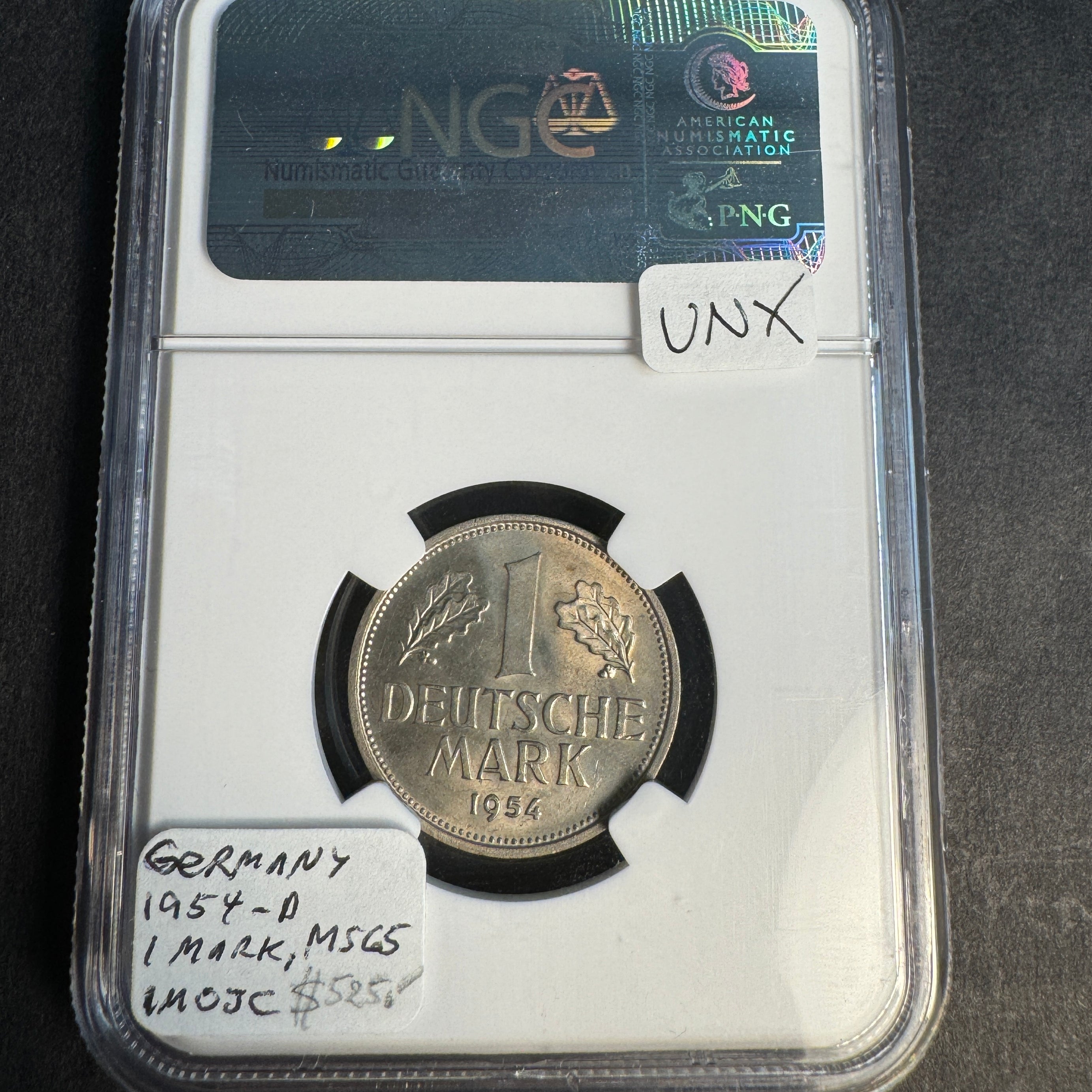 1954-D Germany 1 Mark, KM#110, NGC MS-65 🇩🇪 Top Pop 4/0🏆
