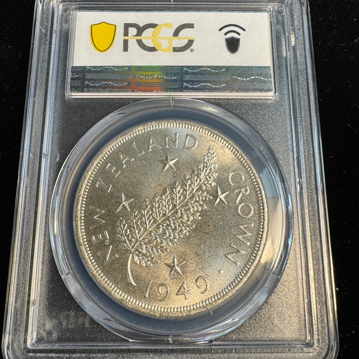 1949 New Zealand AR Crown, Royal Visit type, PCGS MS-65