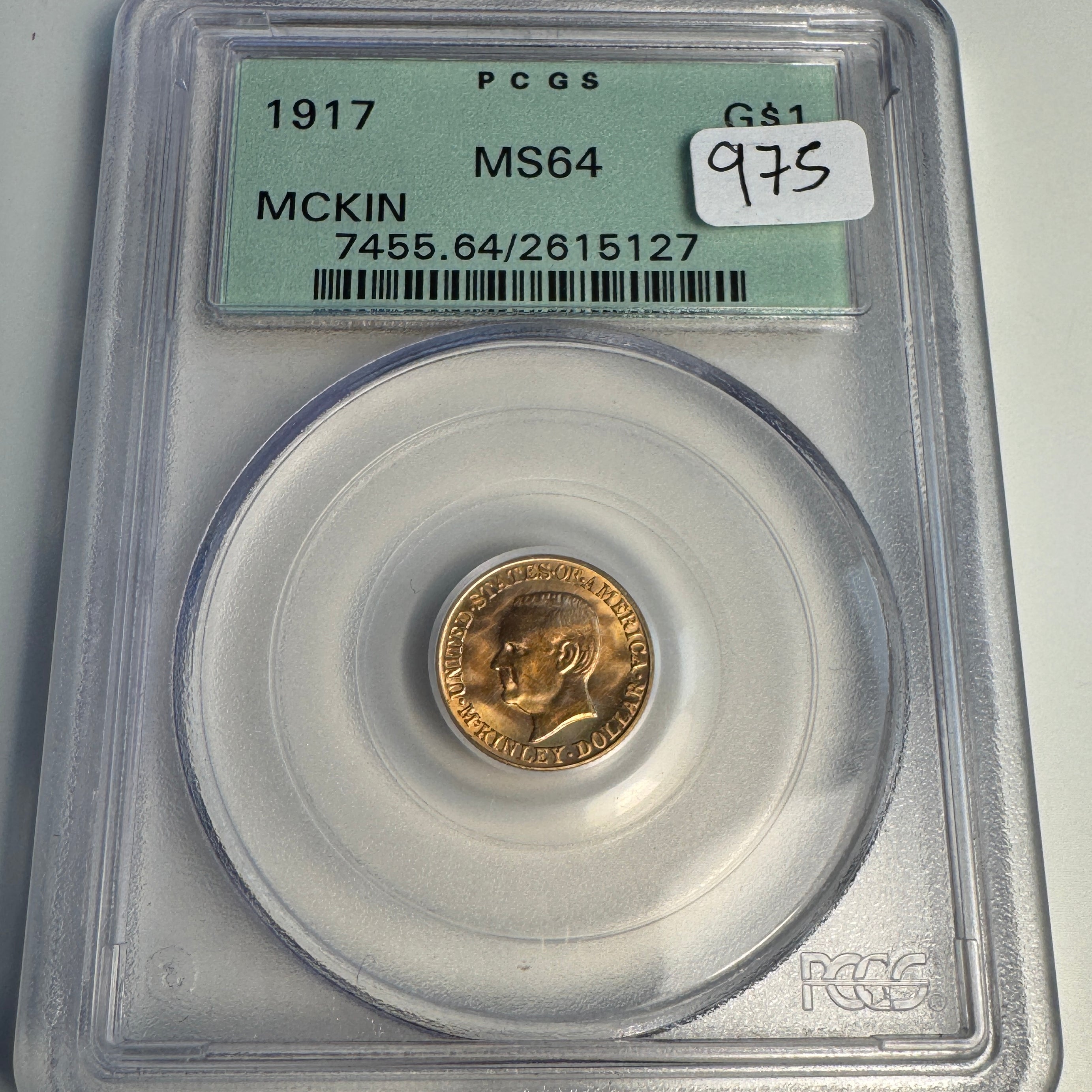 1917 McKinley Memorial $1 Gold, OGH PCGS MS-64