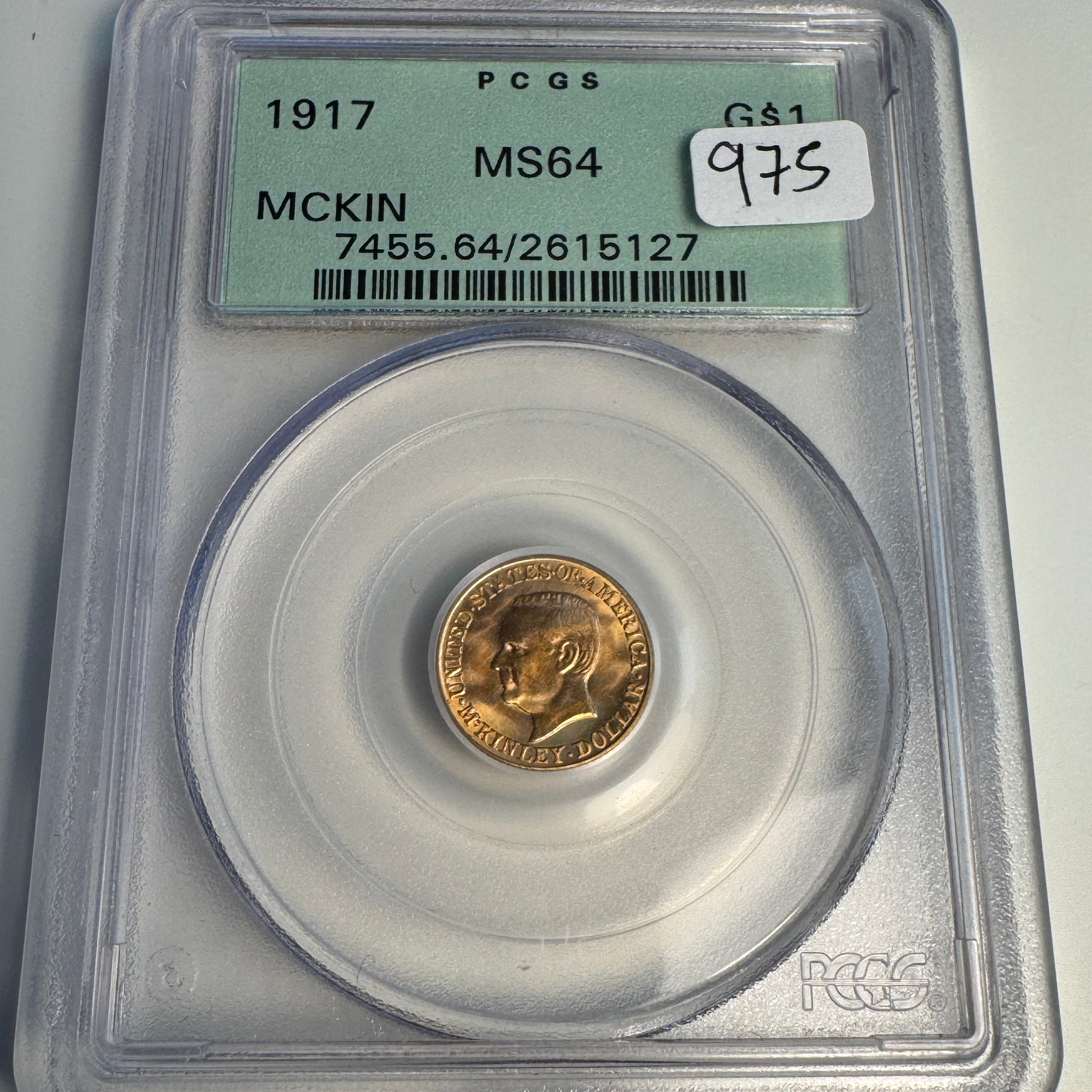 1917 McKinley Memorial $1 Gold, OGH PCGS MS-64