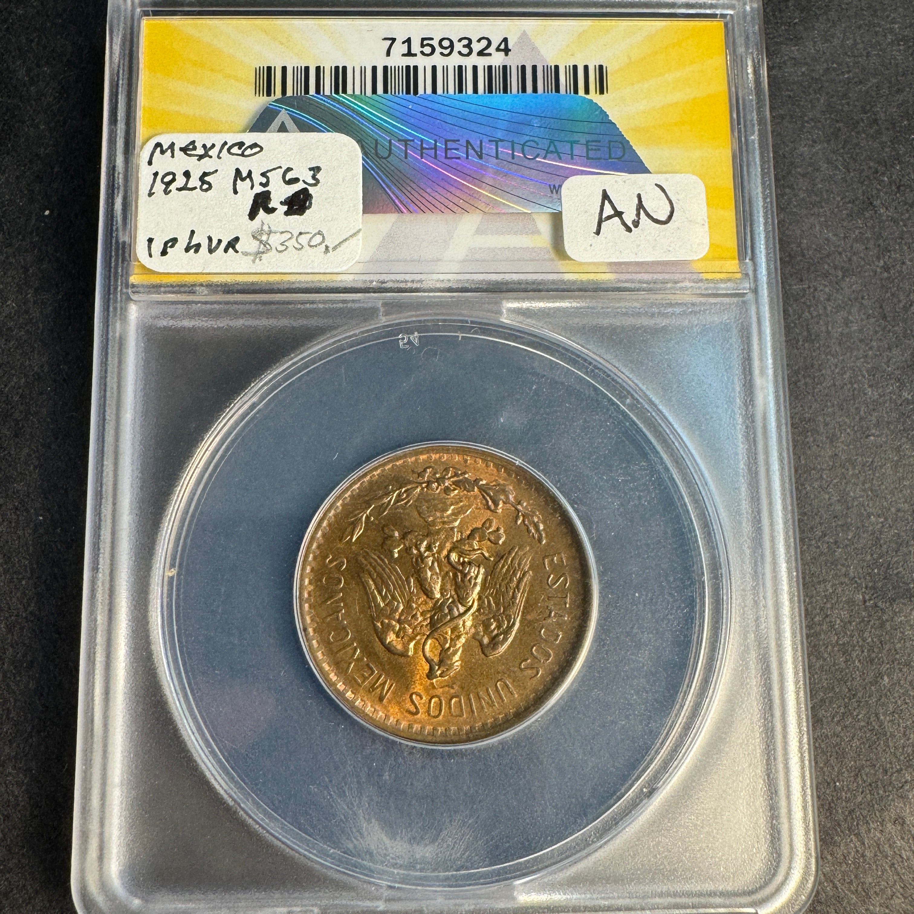 1925-Mo Mexico 2 Centavos ANACS MS-63 RB 🇲🇽