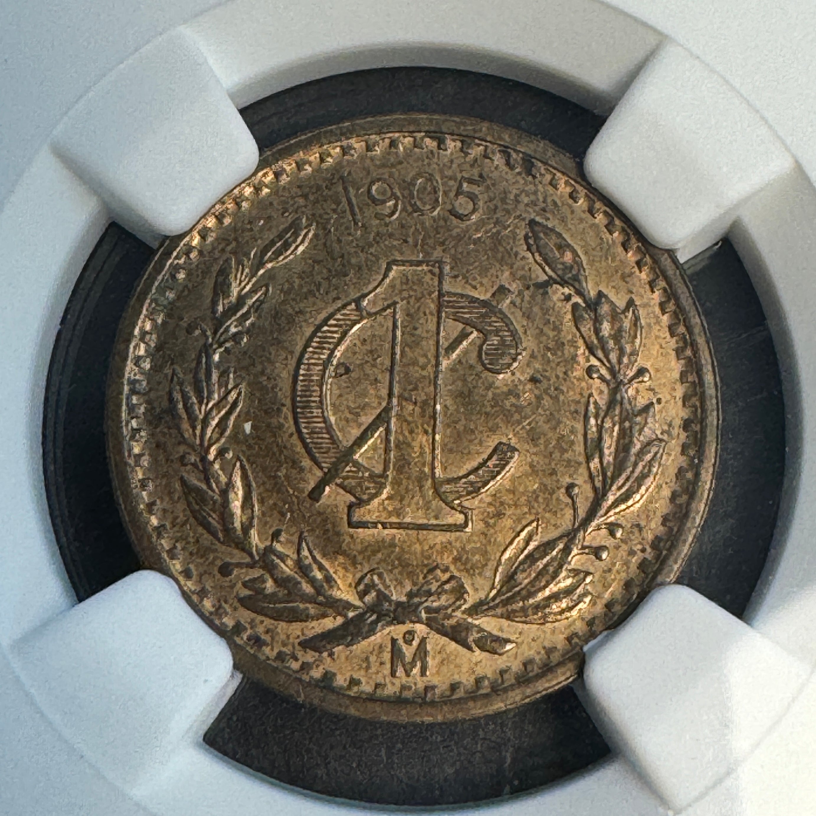 1905-Mo Mexico 1 Centavo, 3rd Republic, NGC MS-64 RB Red-Brown 🇲🇽