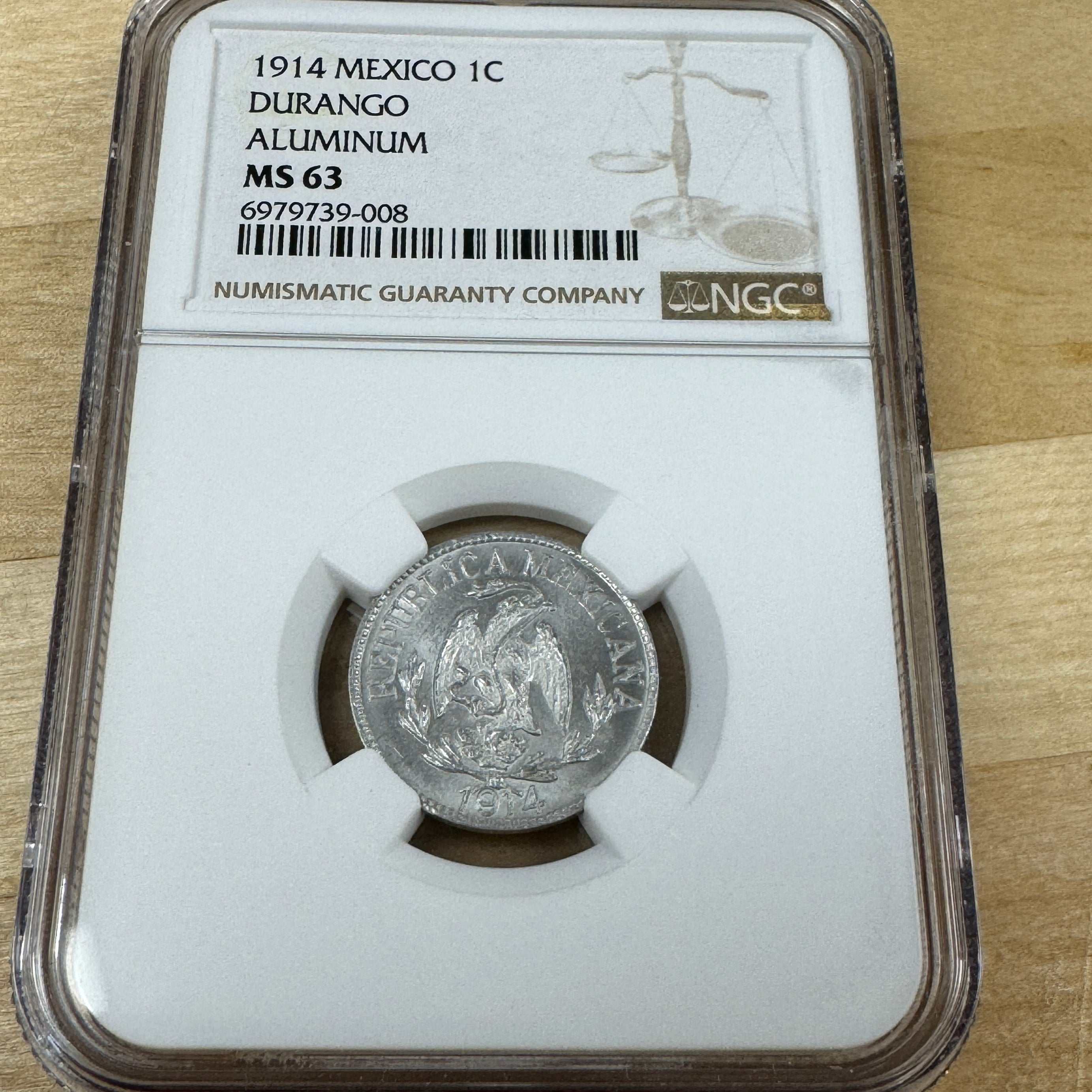 1914 Durango Mexico 1 Centavo NGC MS-63