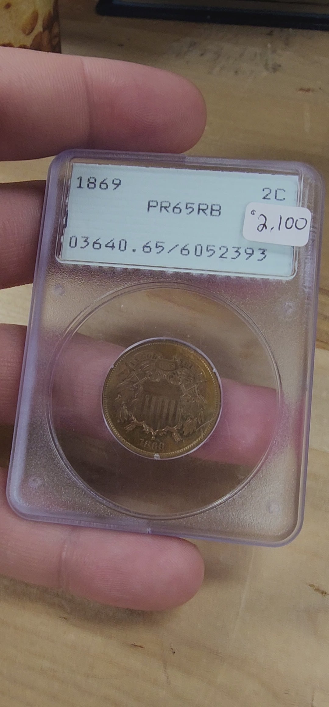 1869 2C PR65RB PCGS Rattler Toned