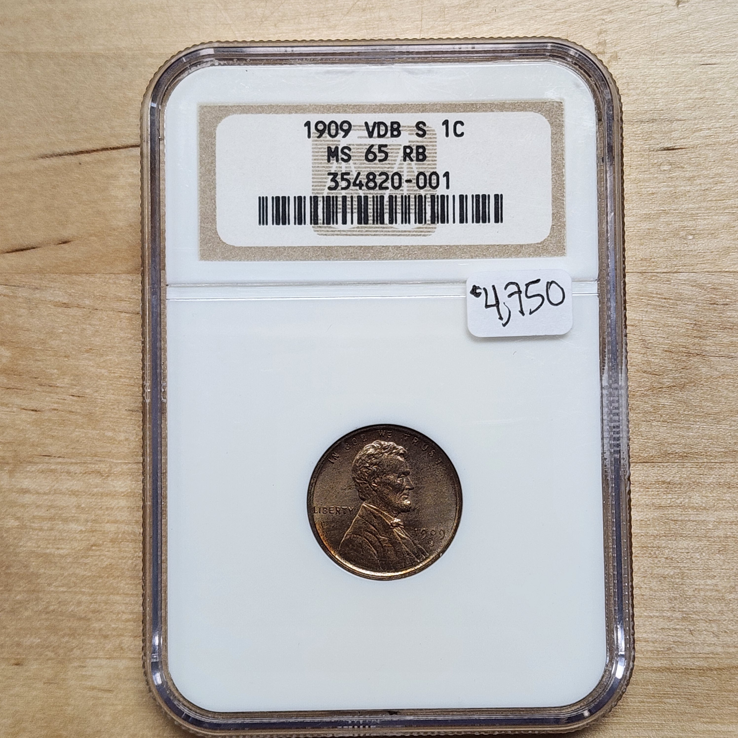 1909-S VDB 1C MS65RB NGC Beautiful Example - Key Date