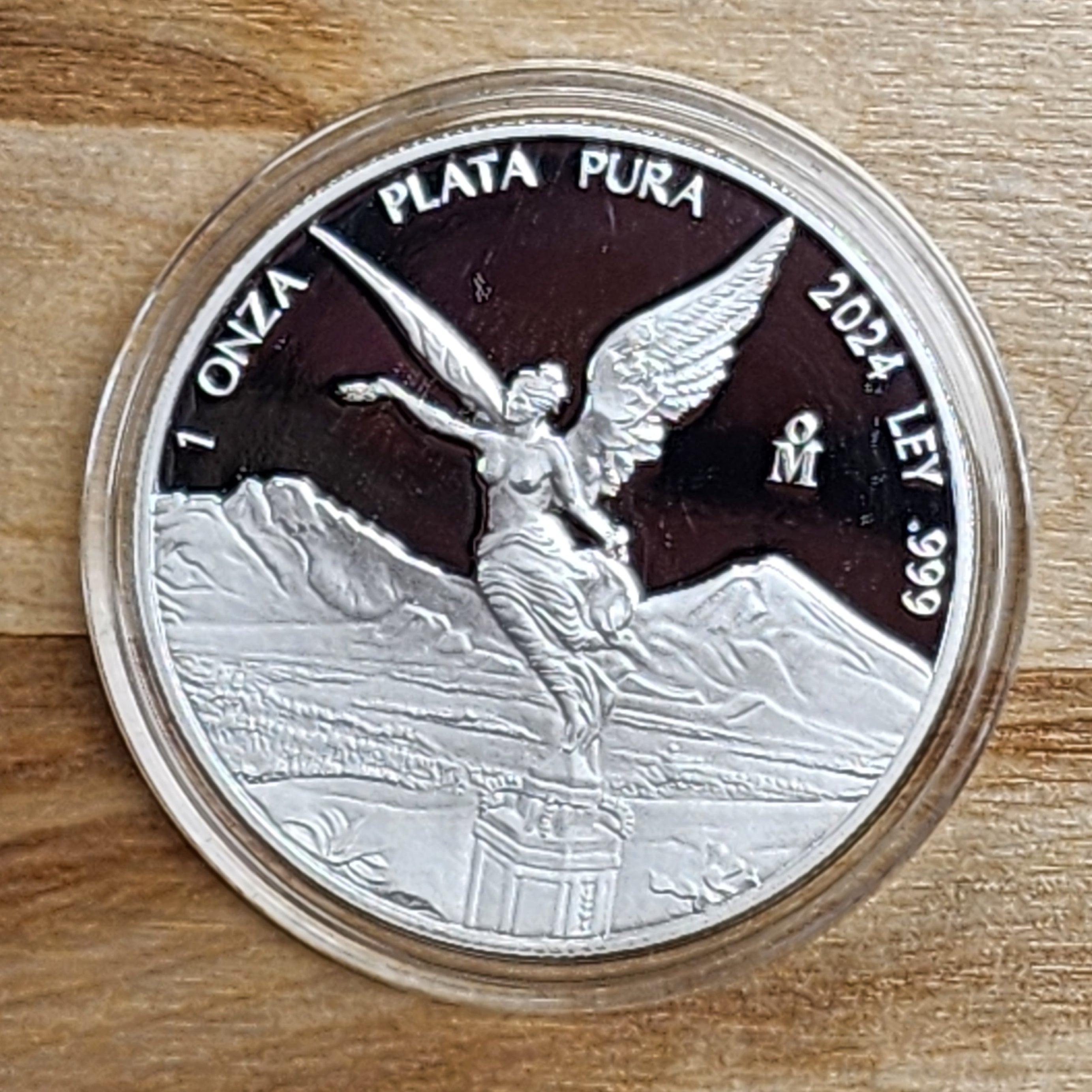 PROOF 2024 Mo Mexico Libertad 1 Onza Plata Pura, Original Capsule, Mtg 18,500 🇲🇽