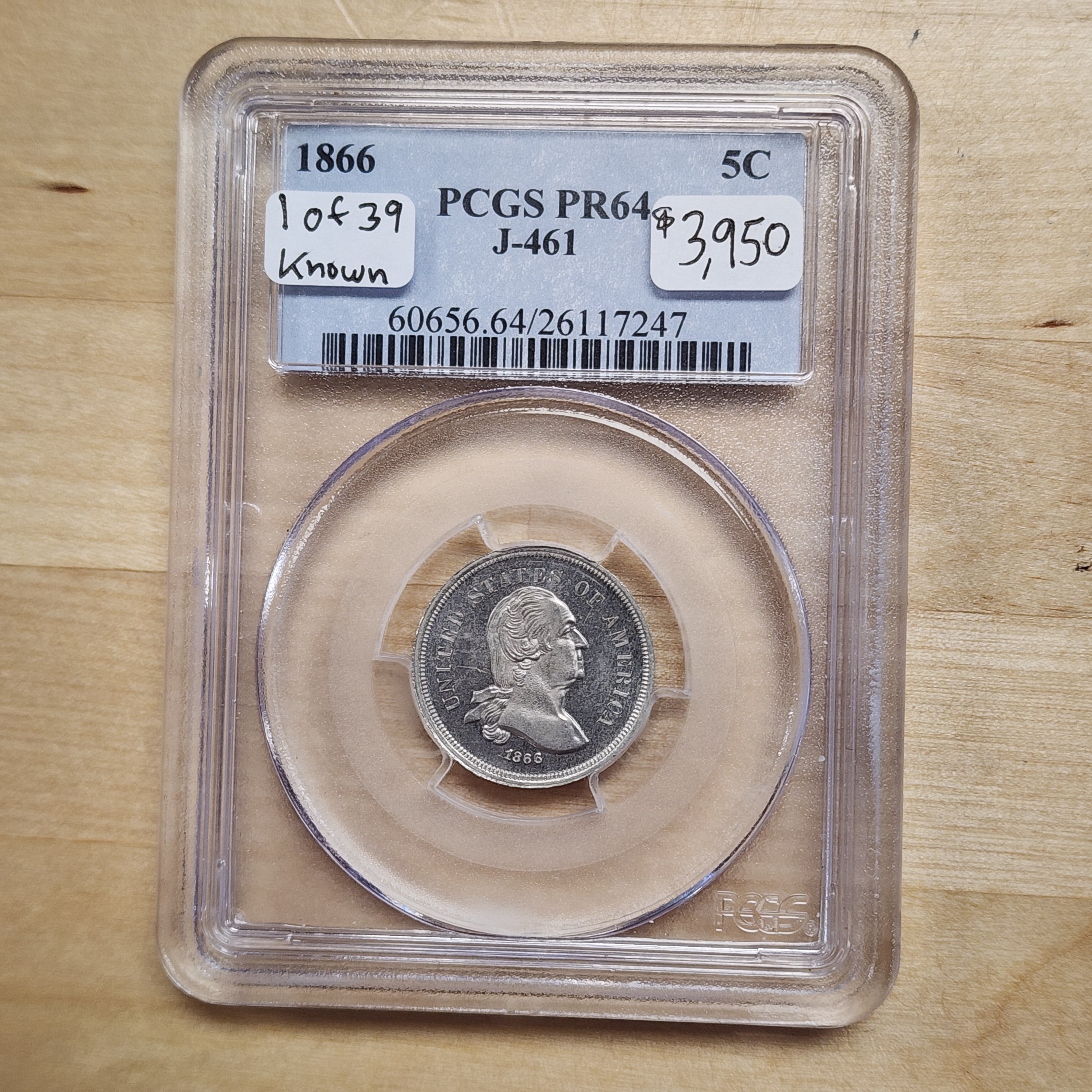 1866 J-461 5C PR64 PCGS Pattern George Washington 1 of 39 Known