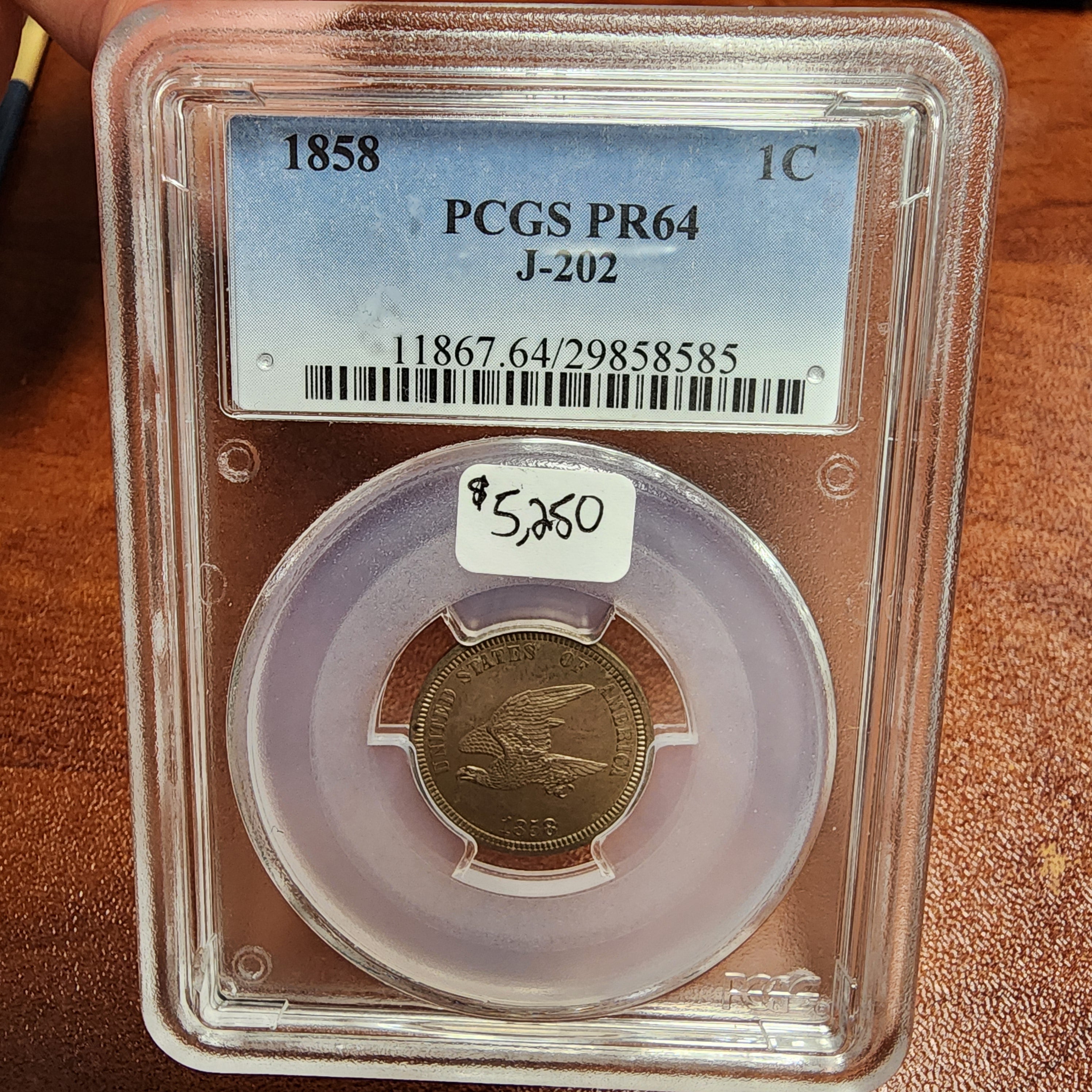 1858 1C J-202 Flying Eagle Pattern PCGS 1 Of 67 Known