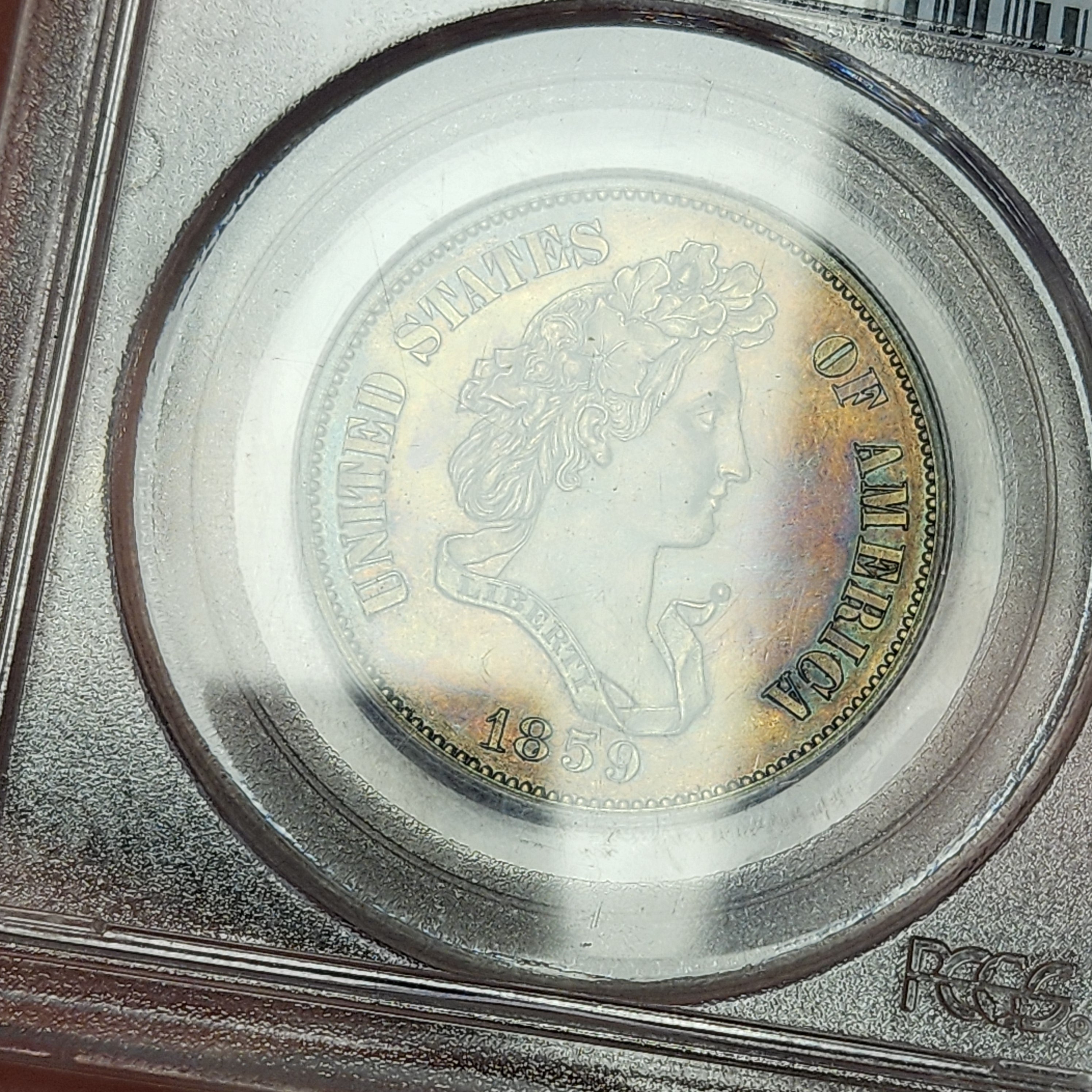 1859 50C J-242 PR64BN Pattern Toned