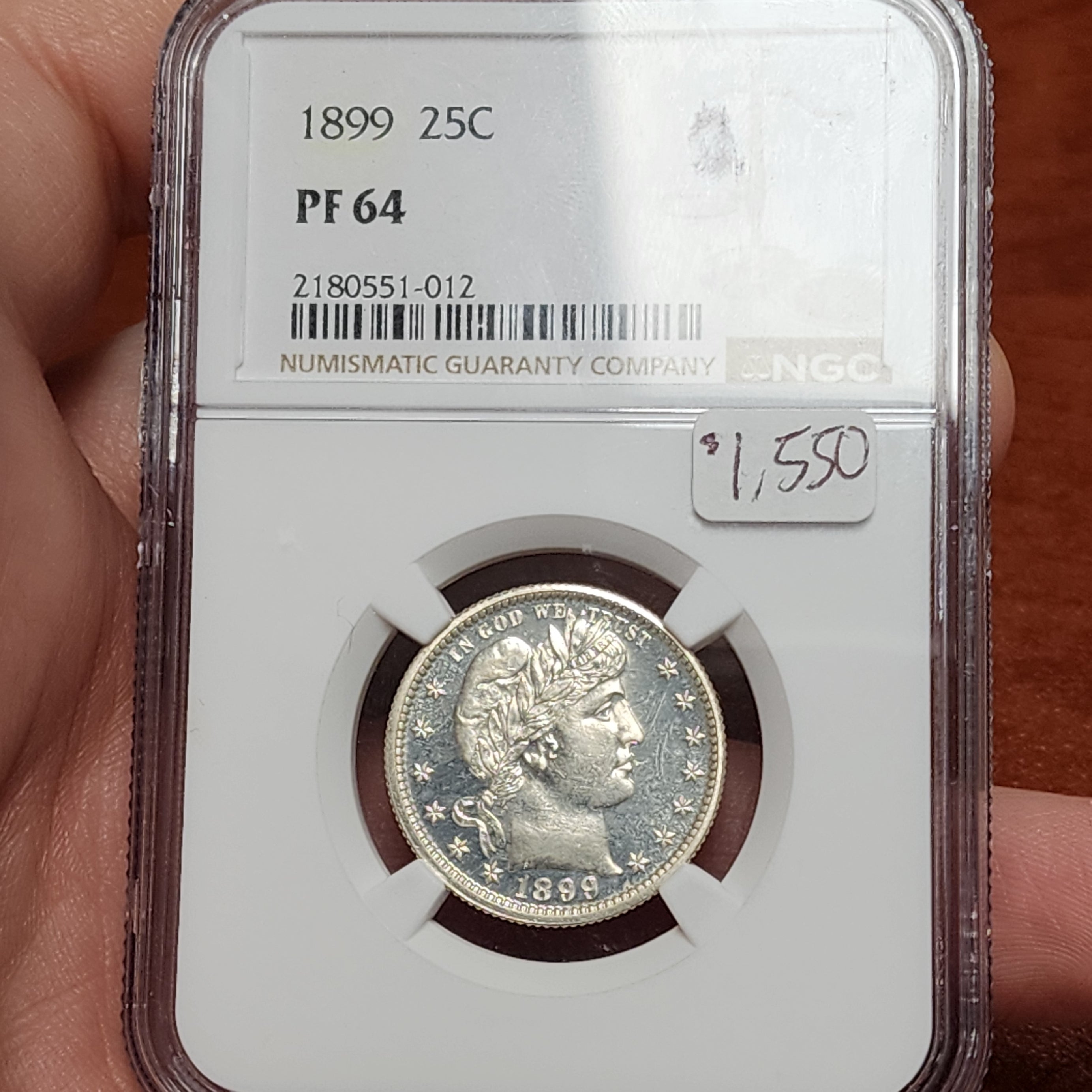 1899 25C PF64 Barber Quarter