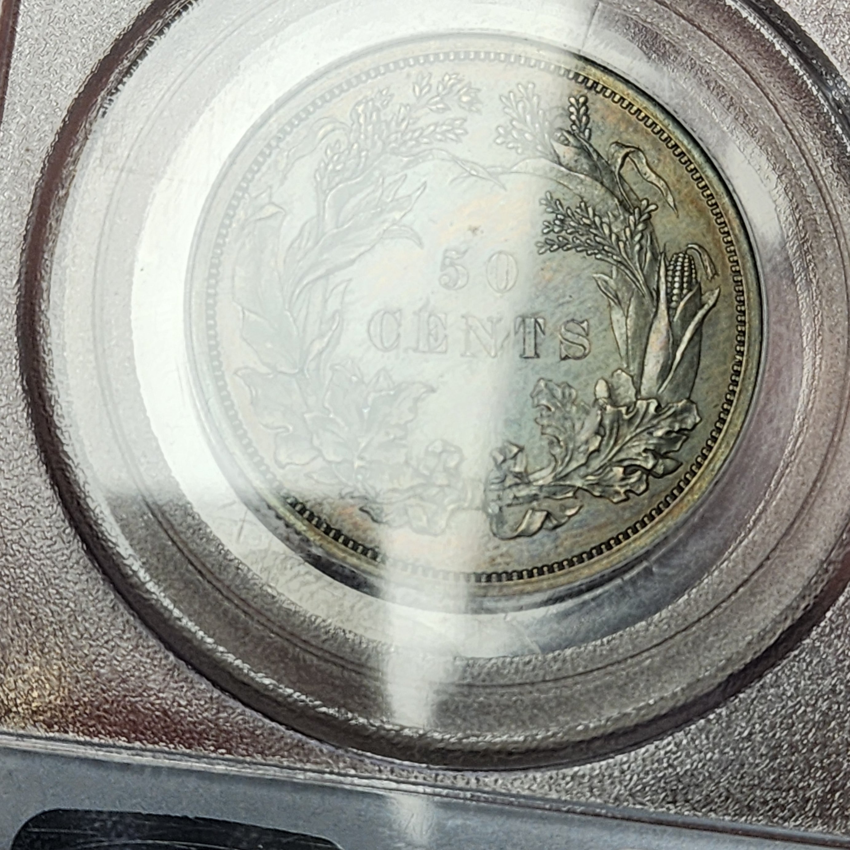 1859 50C J-242 PR64BN Pattern Toned