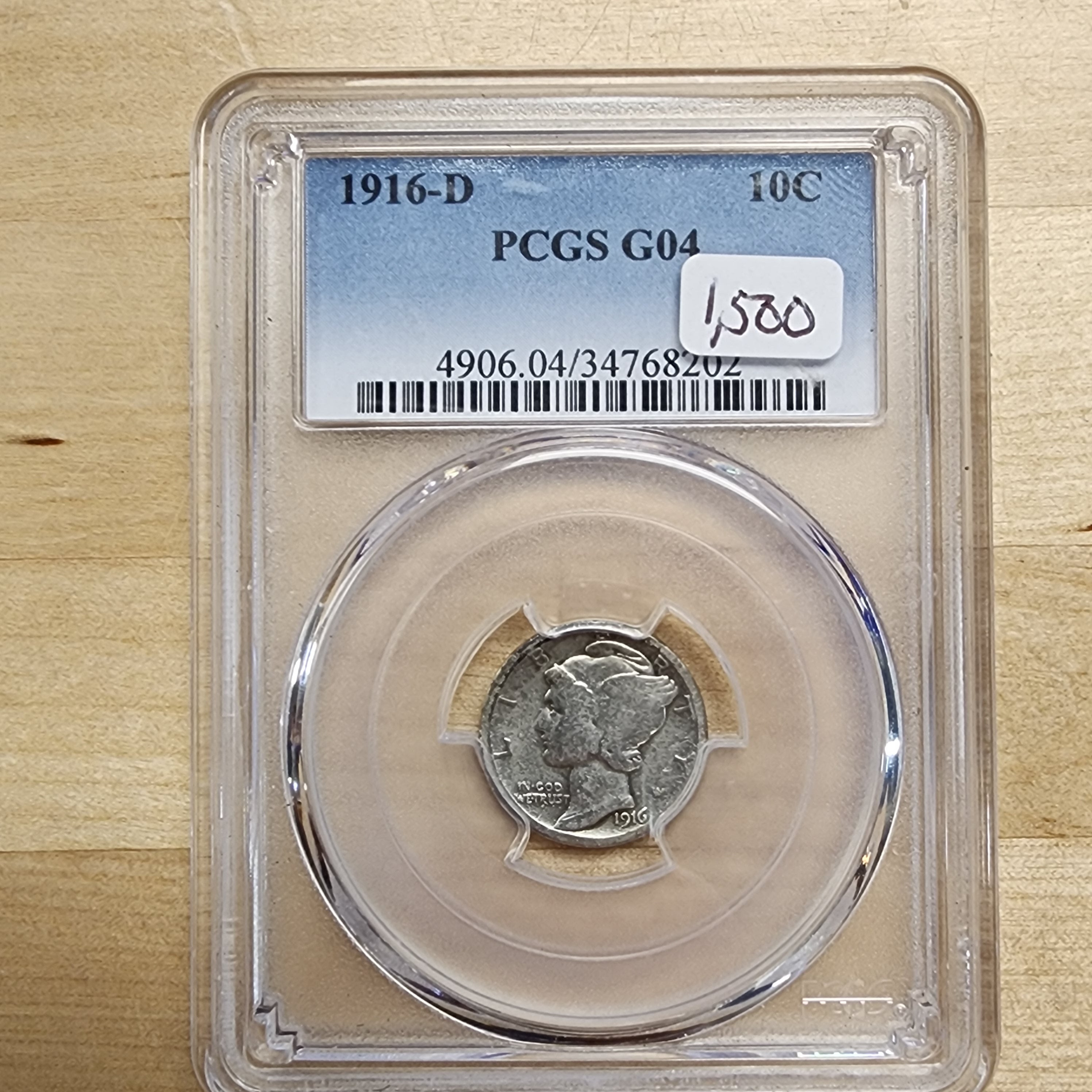 1916-D Mercury Dime US 10c, PCGS G-04