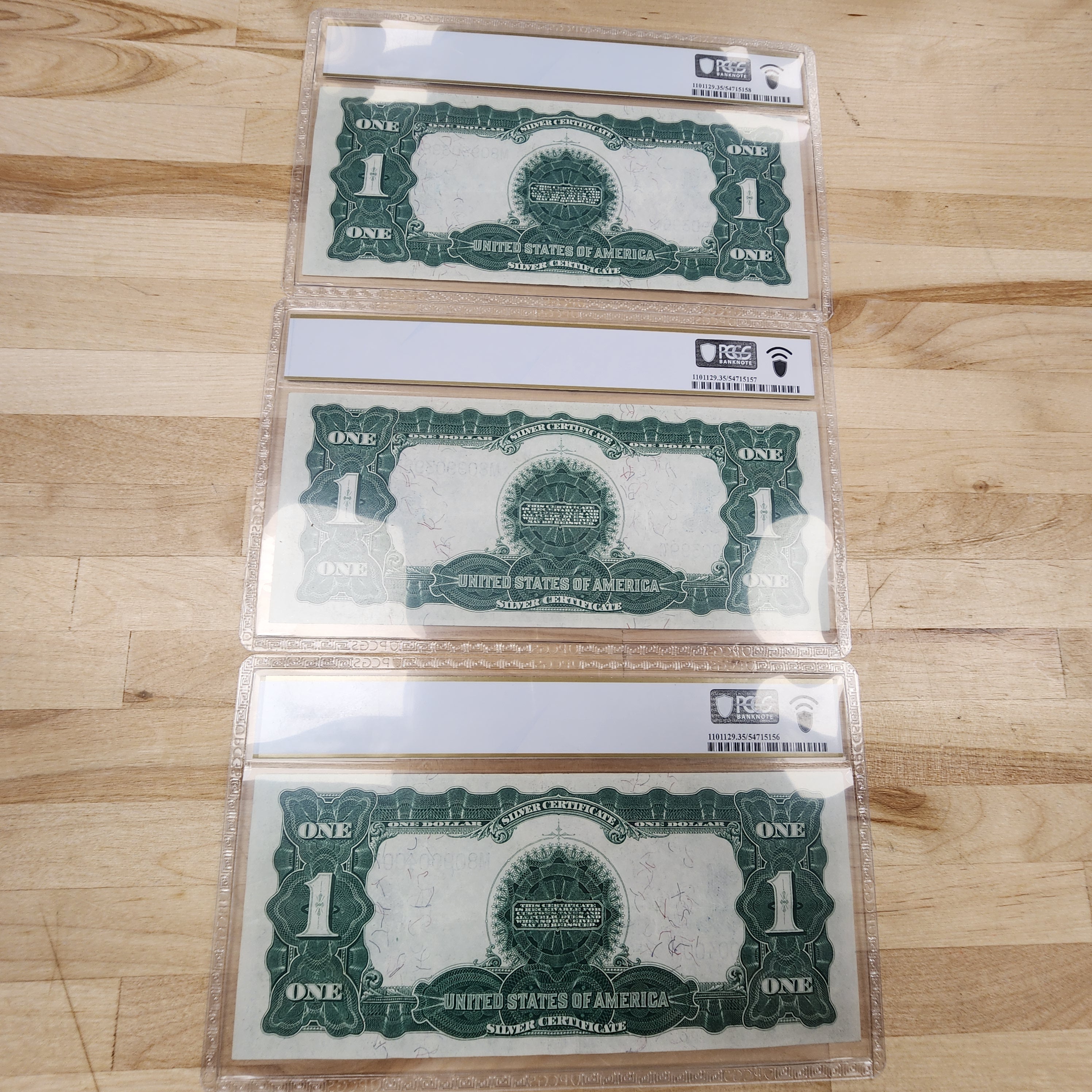 1899 $1 Silver Choice VF Certificate 35 PPQ Consecutive 3 Note Lot. Very rare find!