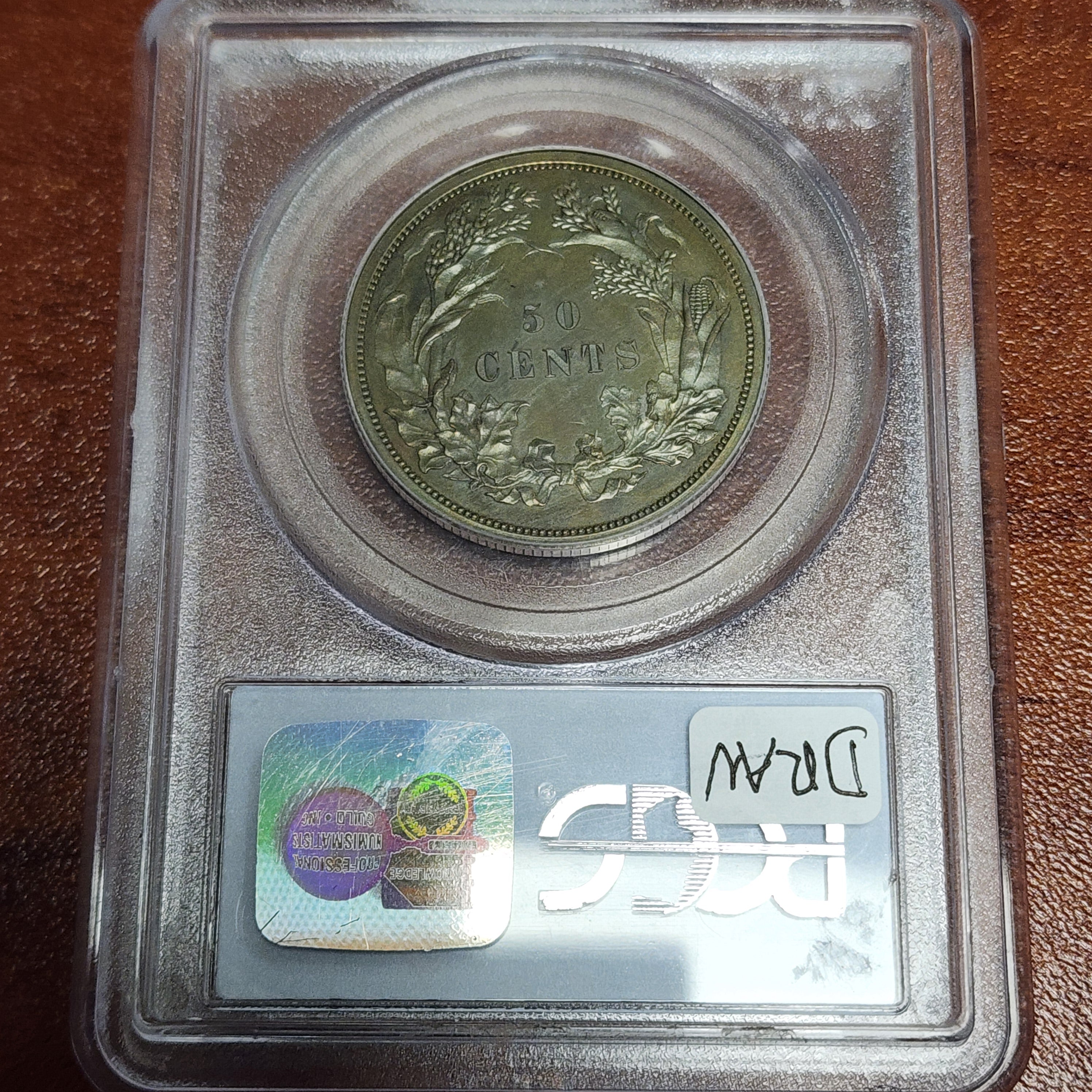 1859 50C J-242 PR64BN Pattern Toned