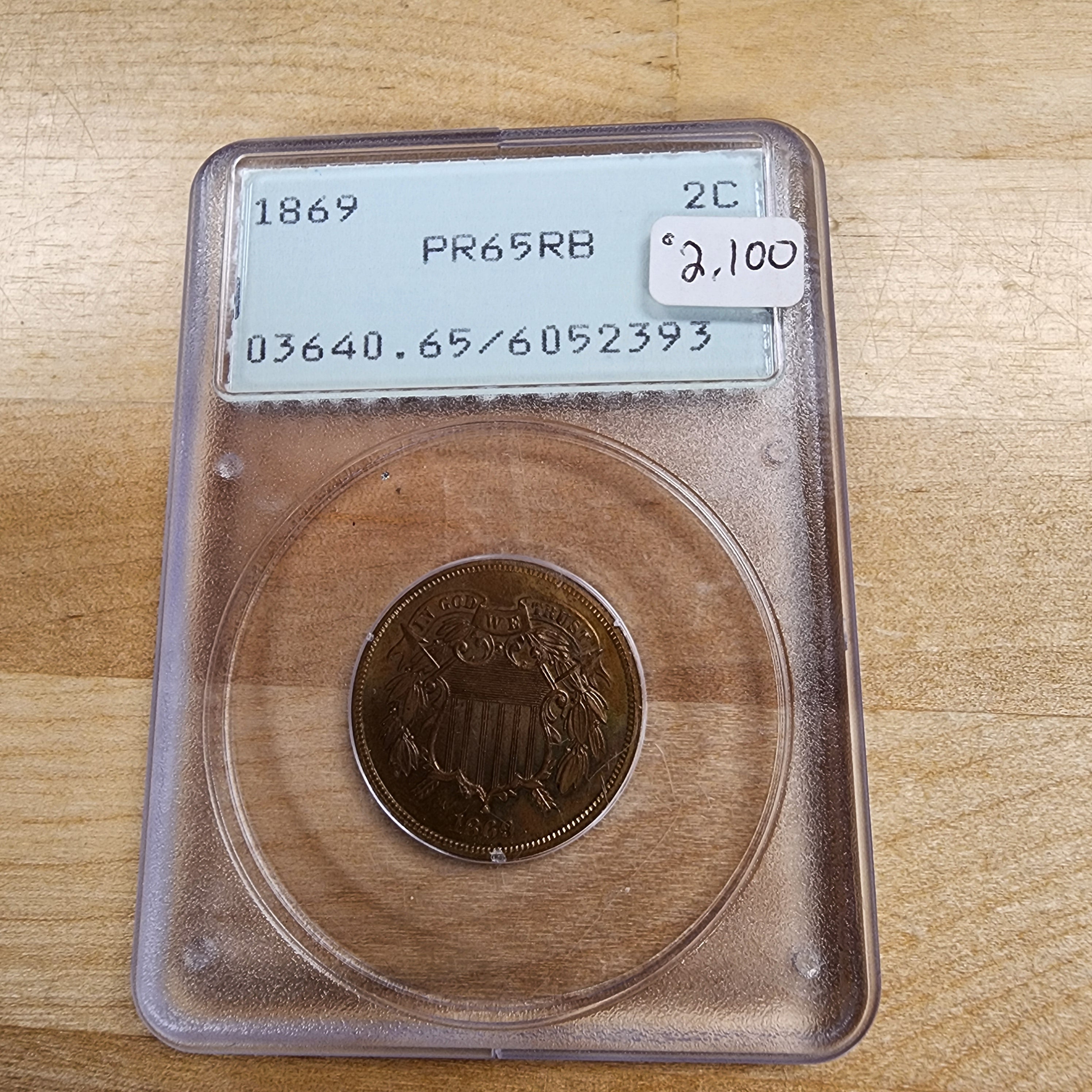 1869 2C PR65RB PCGS Rattler Toned