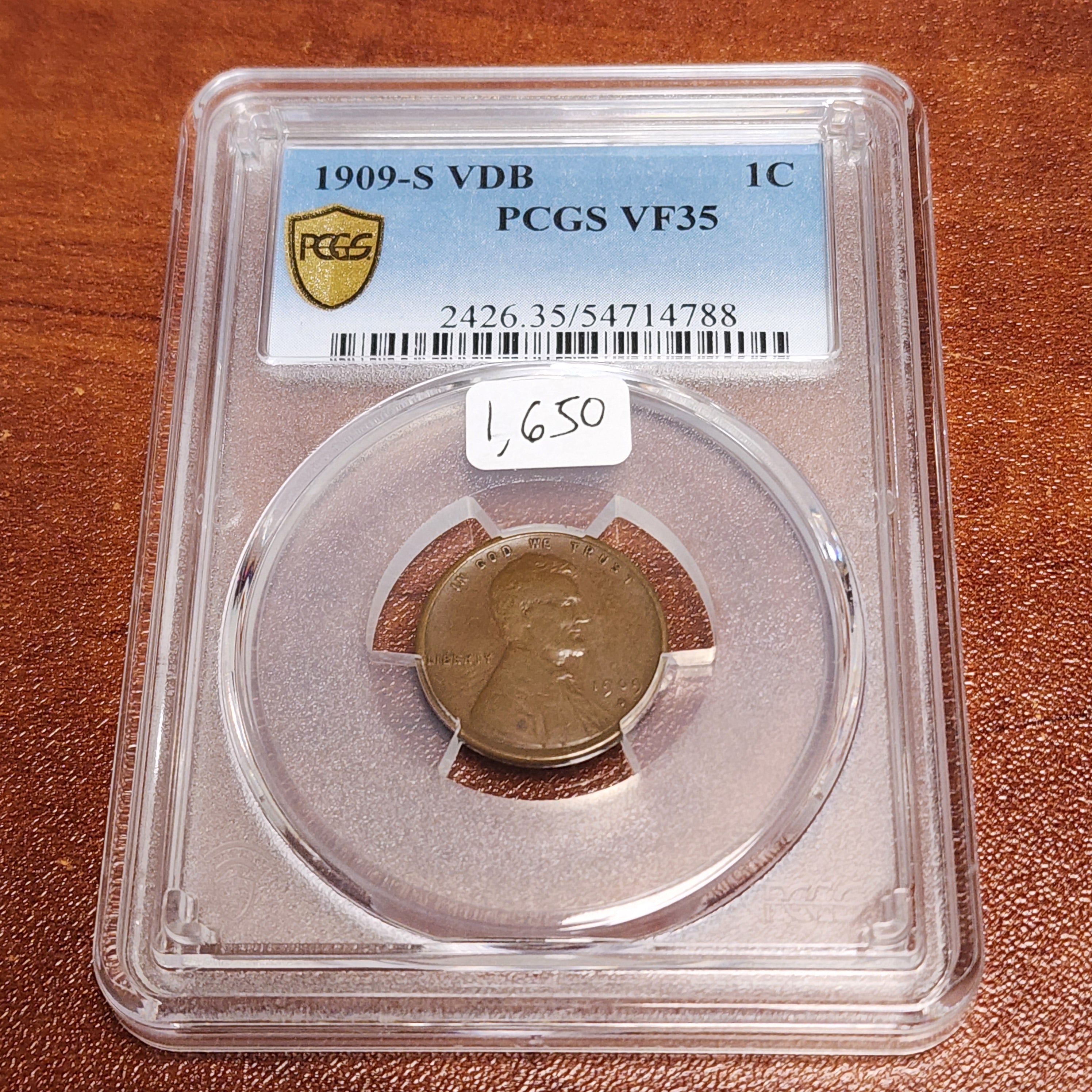 1909-S VDB VF35 1C PCGS
