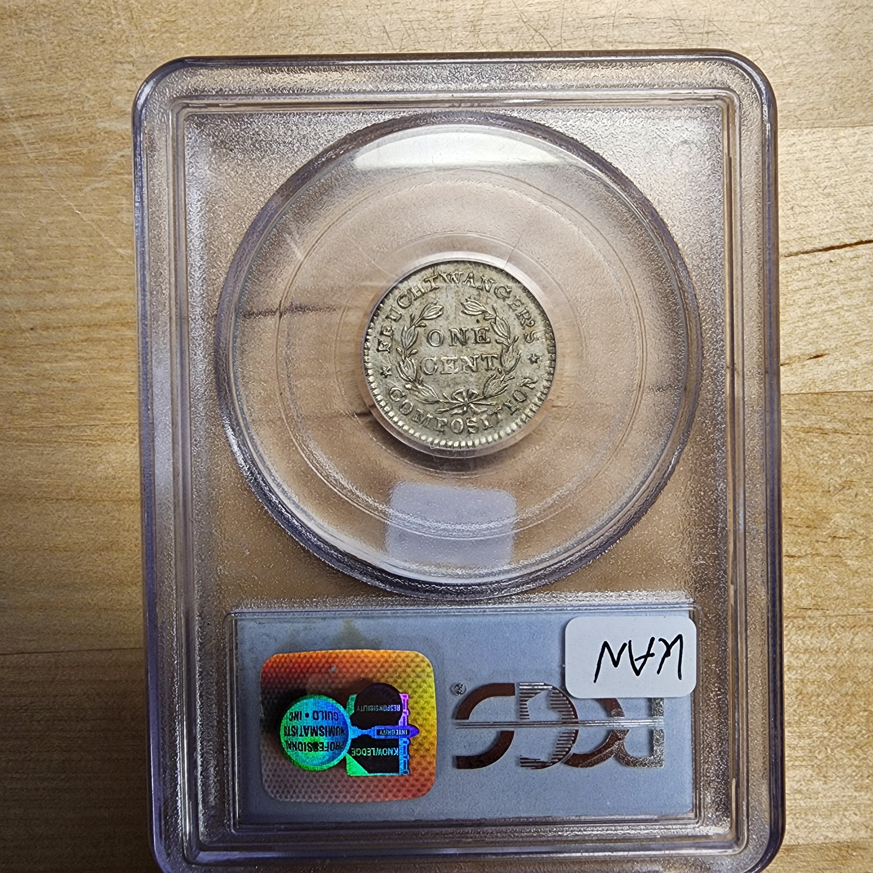 1837 Feuchtwanger Cent AU55 PCGS