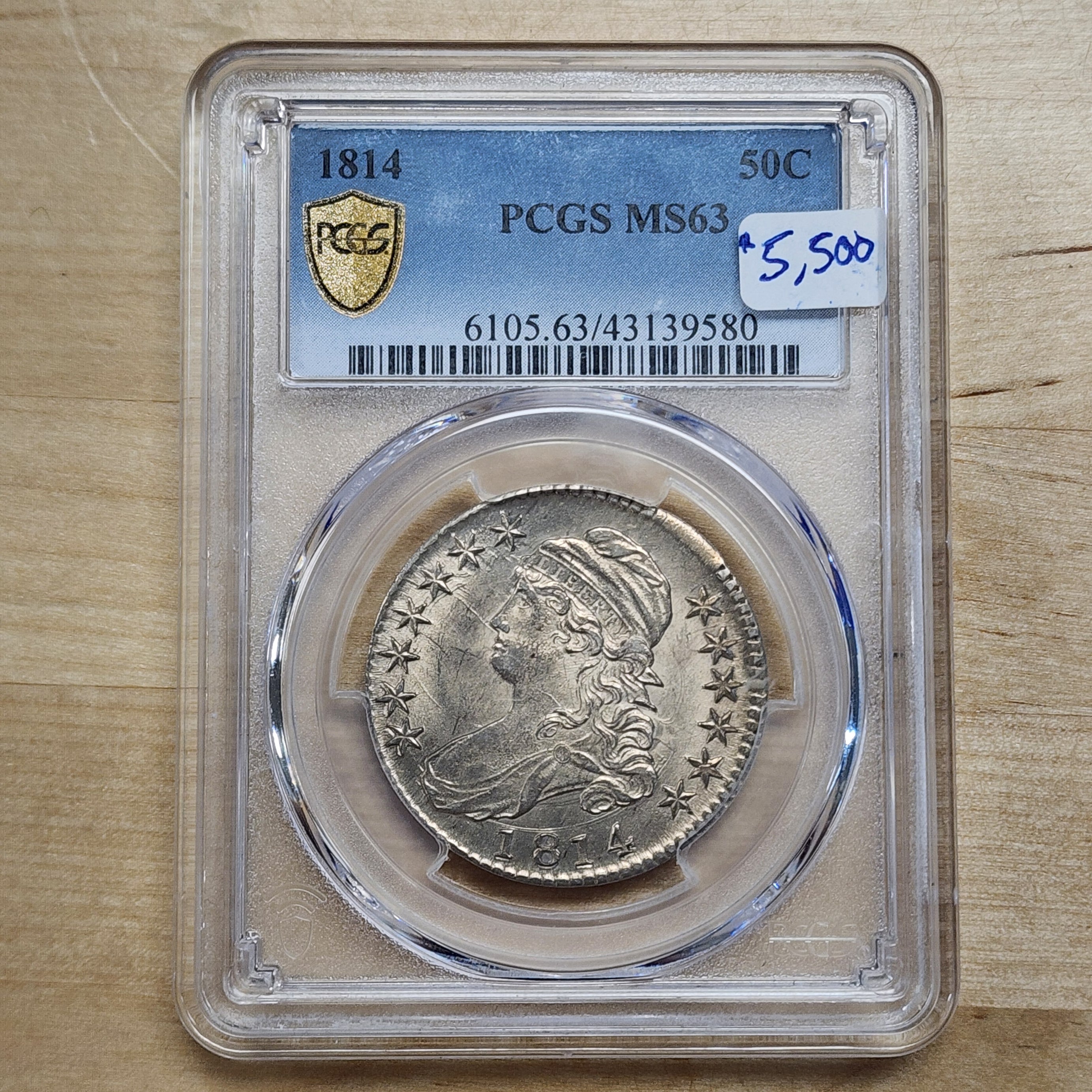 1814 50C Capped Bust Half MS63 PCGS Beautiful Example. Wow!