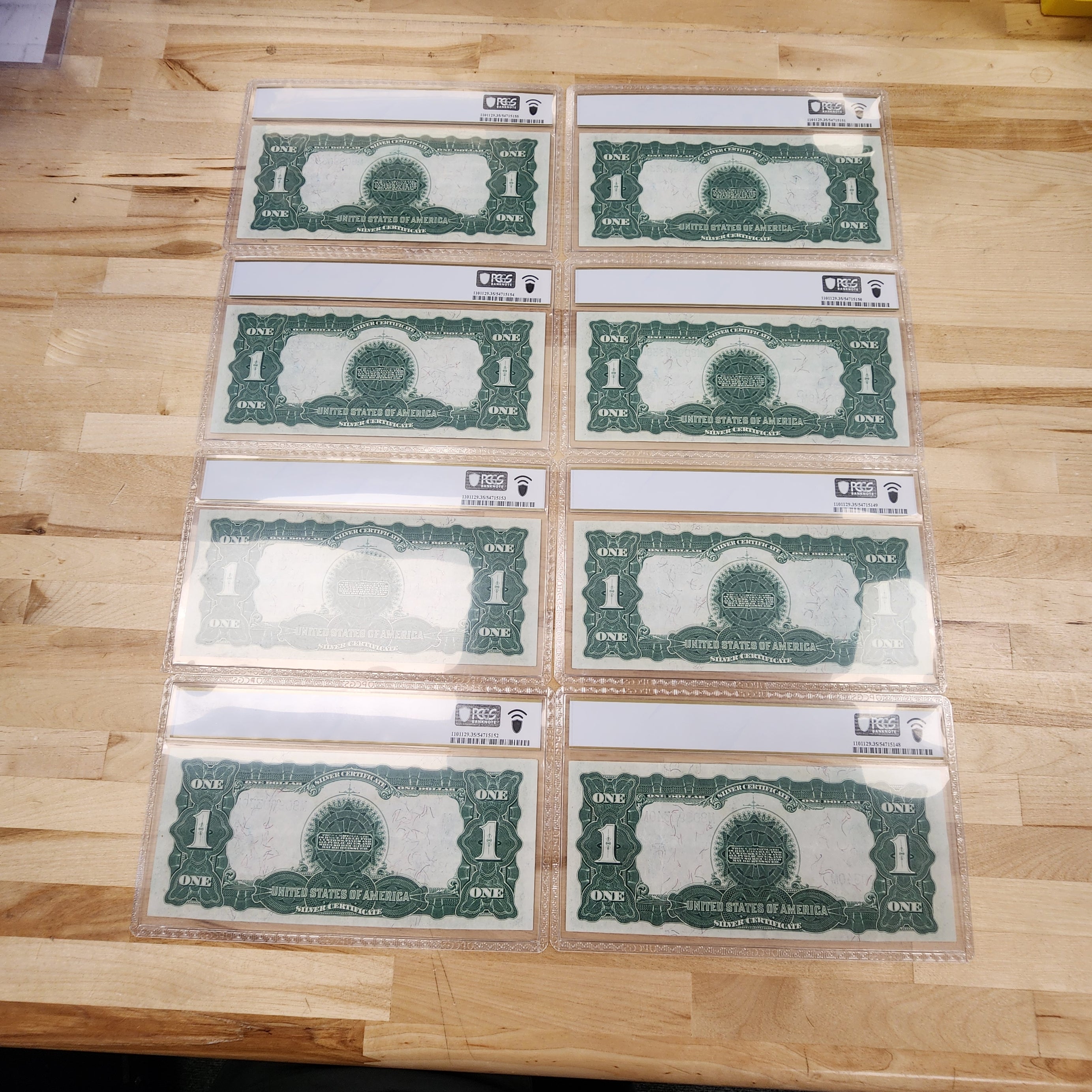 1899 $1 Silver Choice VF Certificate 35 PPQ Consecutive 8 Note Lot. Very rare find!
