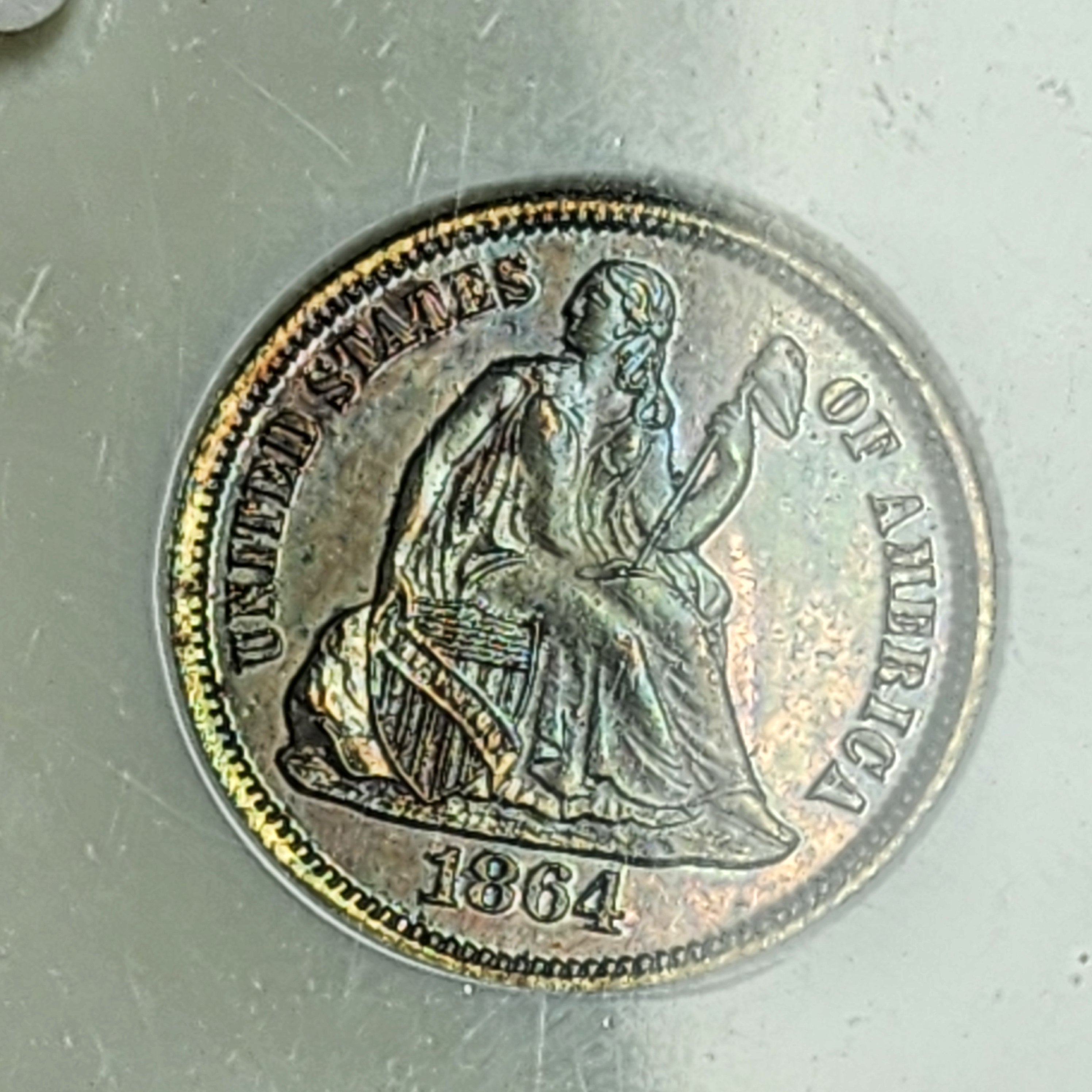 1864 10C J-381 PF65BN NGC Copper